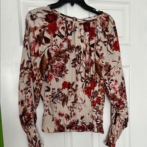 H&M Floral Blouse in Cream and Red